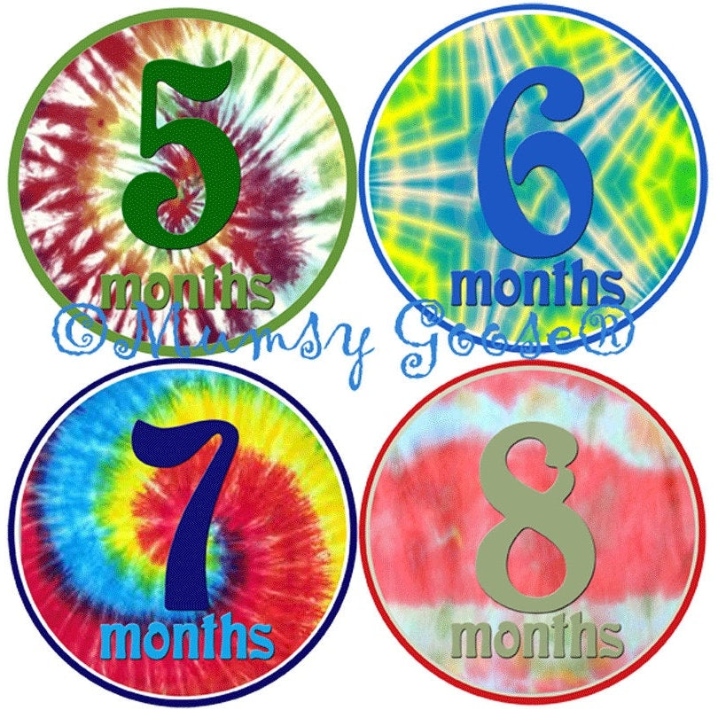 Groovy Tie Dye Monthly Baby Stickers (Boy)