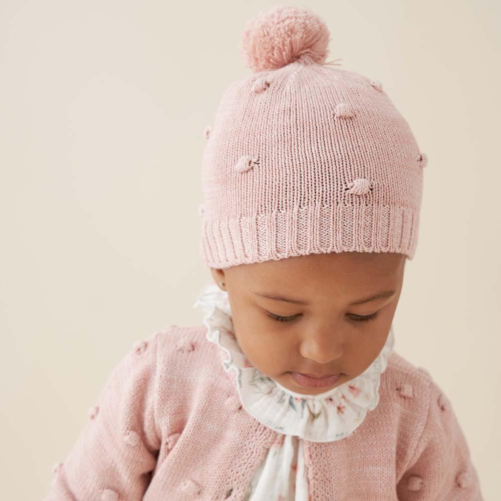 Heathered Pink Popcorn Hat