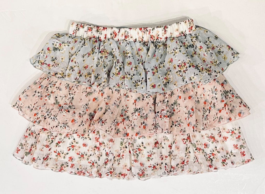 Pink & Blue Combo Tiered Skirt Set